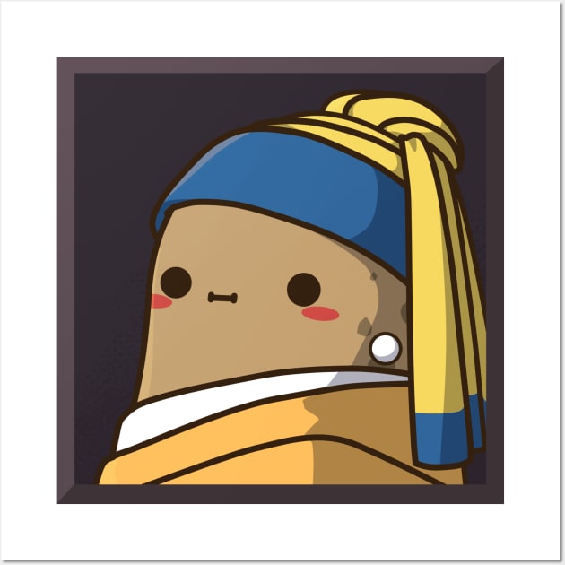 Cute Potato With A Pearl Earring Wall Art by clgtart